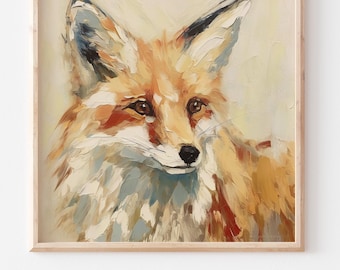 Renard roux, impression à l'huile, peinture d'animaux de la forêt, art mural animalier