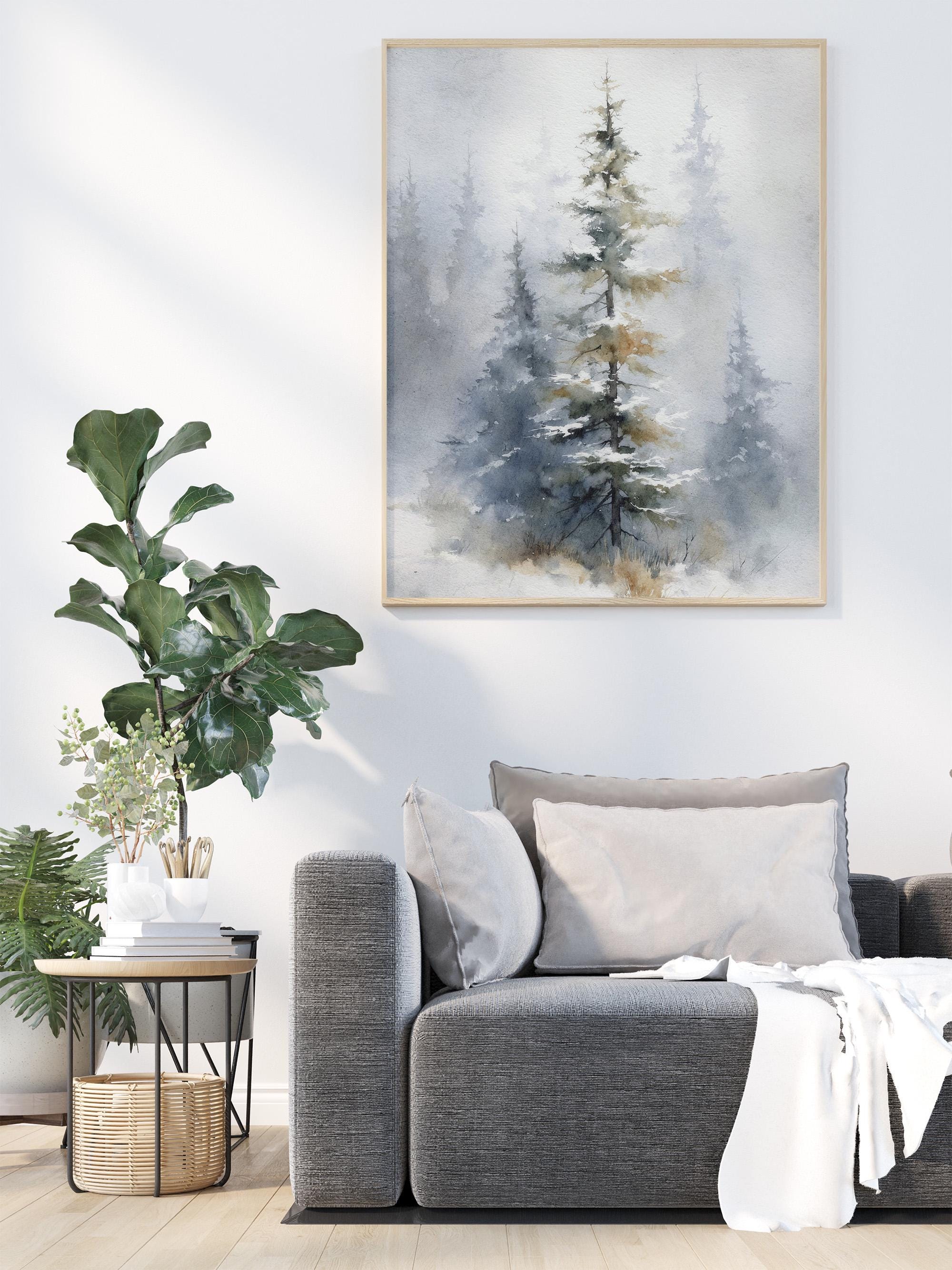 Pine Tree Watercolor Art Print Forest Painting Snowy Landscape - Etsy