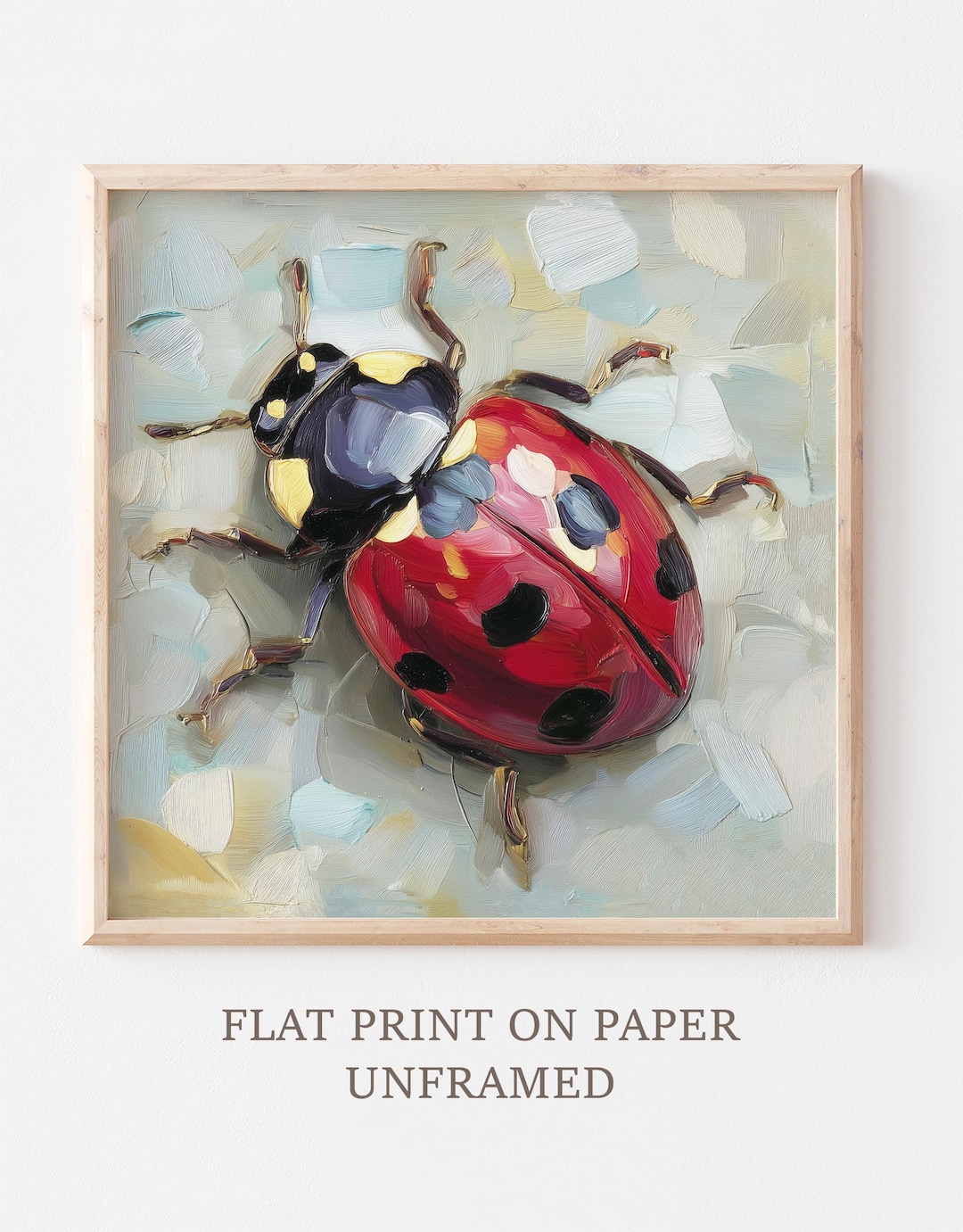 Ladybug Oil Print Insect Painting Nature Wall Art Farmhouse Wall Decor ...