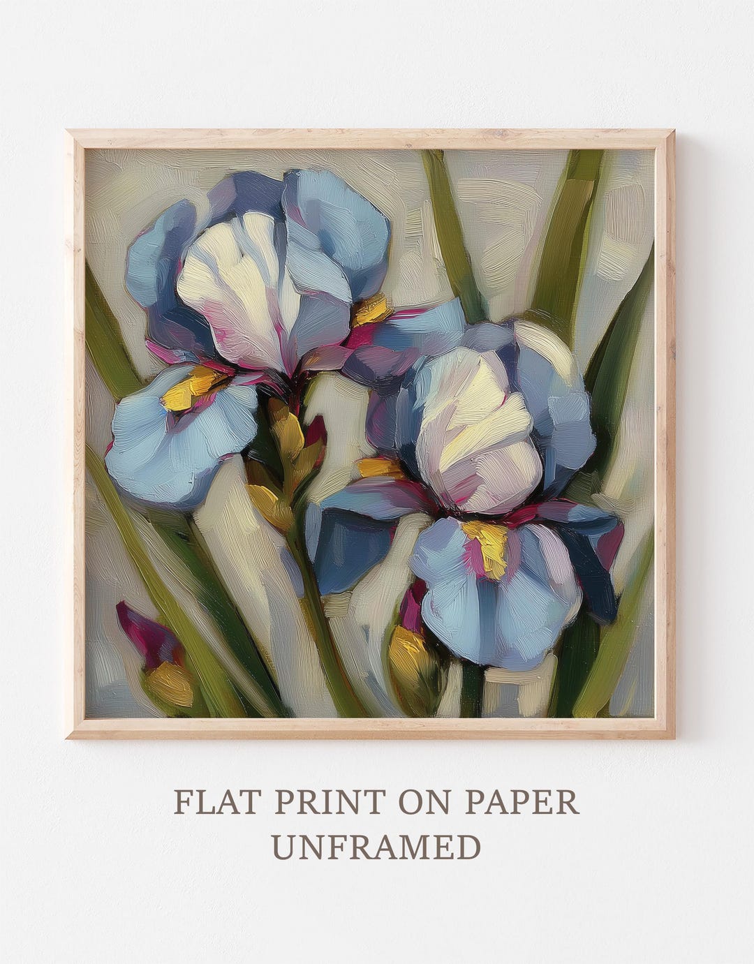Iris Oil Print Flowers Painting Floral Wall Art Botanical Artwork Blue ...
