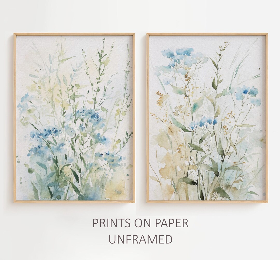 Wildflowers Watercolor Set of 2 Prints Irish Meadow Painting Floral ...