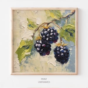 Blackberry Oil Print Berry Painting Kitchen Wall Art Fruits PRINT from an oil painting
