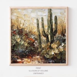 Saguaro Oil Painting Desert Wall Art Cacti Artwork Botanical PRINT from an oil painting