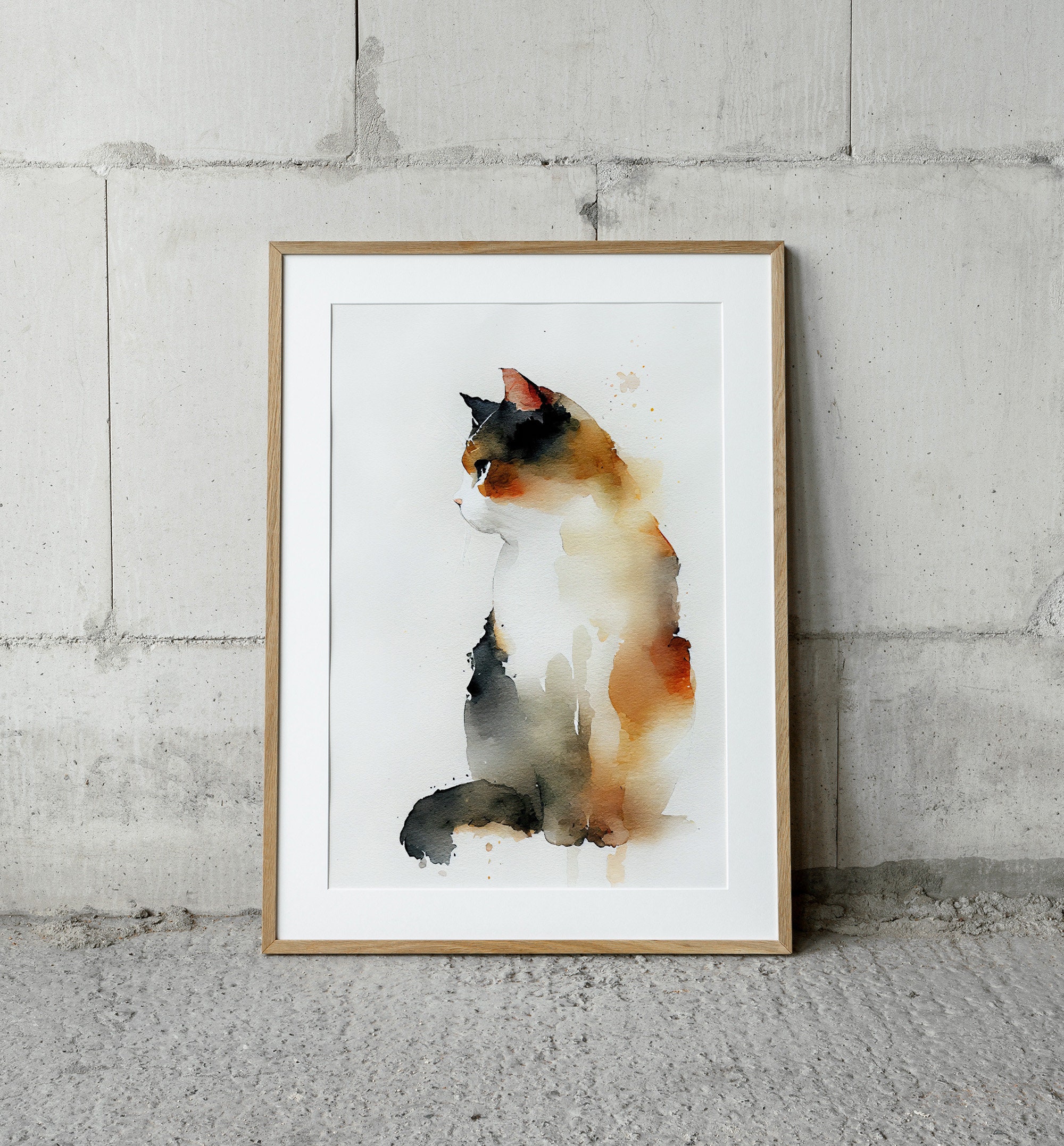 Aquarel kunstprint lapjeskat: poster huisdierportret - Etsy België, image size:2000x2156