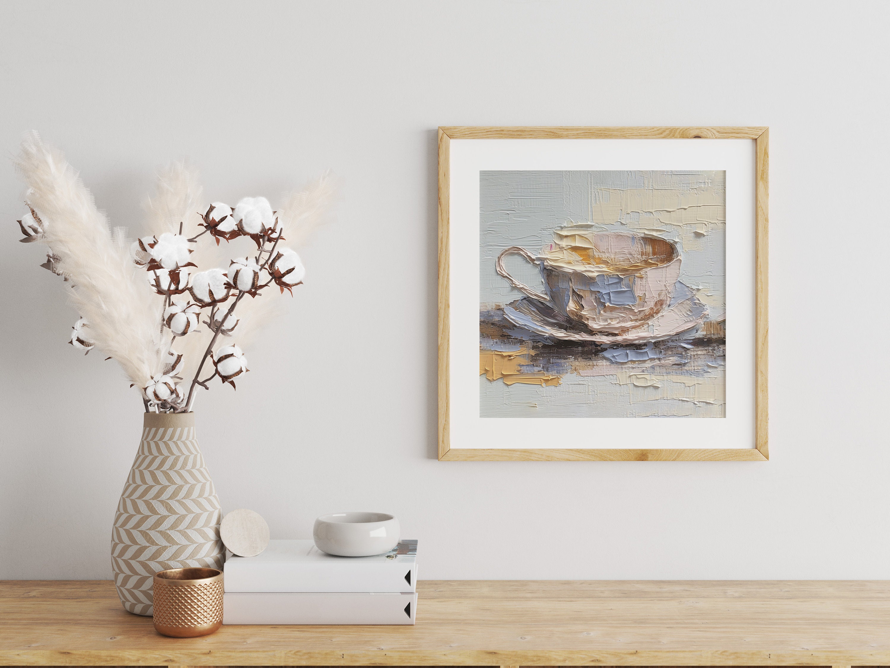コーヒーカップ油絵静物画キッチンフードアート - Etsy 日本