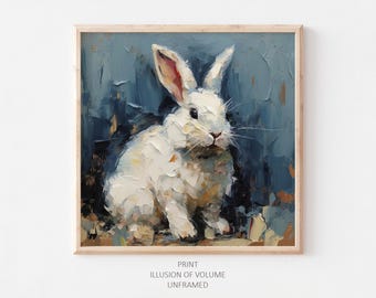 White Rabbit Art Print, Animal Wall Art (Giclee)