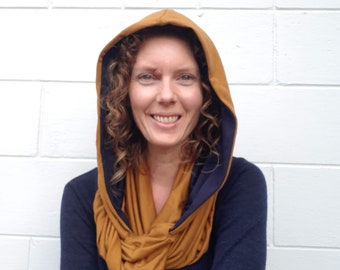 Merino Hoodscarf, Big Hood, Whiskey Warmth