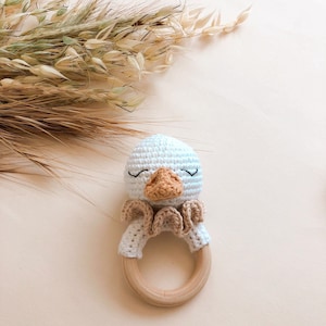 Plush goose rattle duck duckling crochet / Goose rattle / Birth gift idea / babyshower gift / Decoration baby room