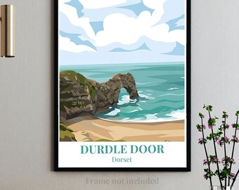 Poste de la puerta de Durdle - Dorset - Inglaterra - Arte vectorial escénico moderno