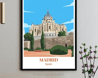Póster de Madrid - España - Catedral de la Almudena - Arte vectorial escénico moderno