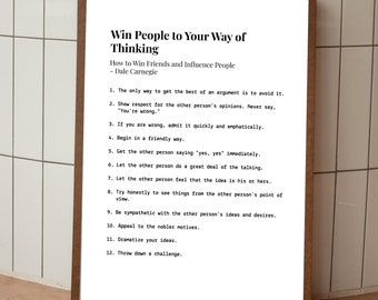 Win People to Your Way of Thinking Poster -- How to Win Friends and Influence People - Dale Carnegie Poster - Poster For Office