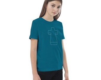 Organic kids Christian t-shirt with Cross logo
