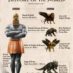 Die Prophezeite Geschichte der Welt Bibel/Schrift Prophezeiung Chart/Poster (Daniel 2 und 7) Digital Download