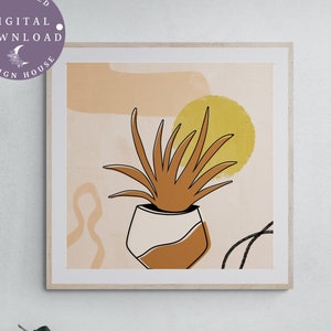 Abstract Botanical Print, Boho Plant Art, Printable Wall Art, Abstract Sun Print, Plants Poster, Boho Home Decor, Boho Printable Wall Art