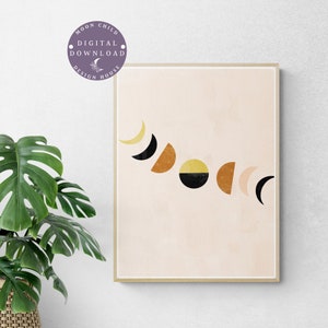 Moon Phase Poster, Minimalist Wall Decor, Moon Poster, Boho Lifestyle Print, Eclectic Wall Decor, Hippie Decor, Neutral Beige Terra, Neutral