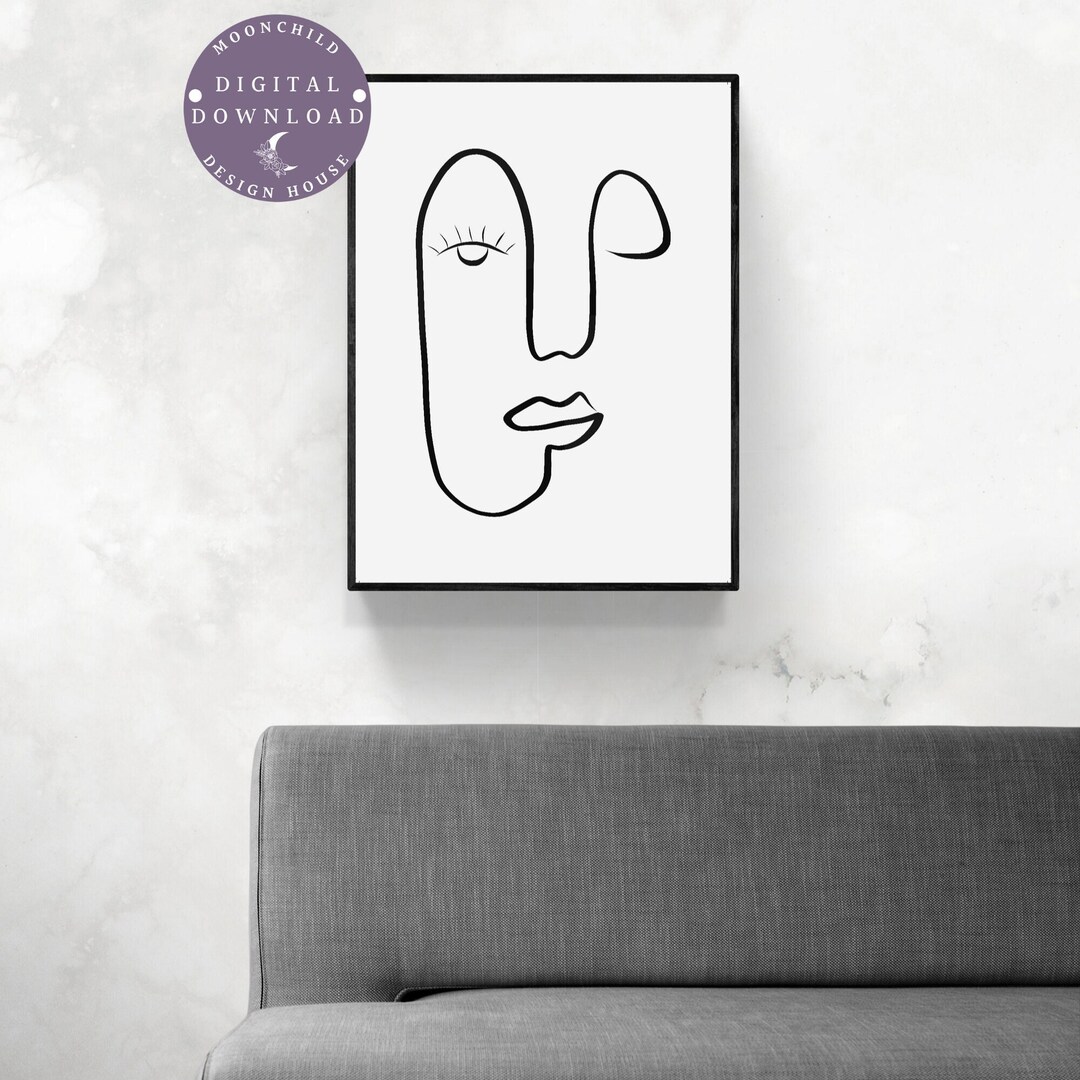 Line Art Woman Face, One Line Art Female, Abstract Wall Art, Line Face ...
