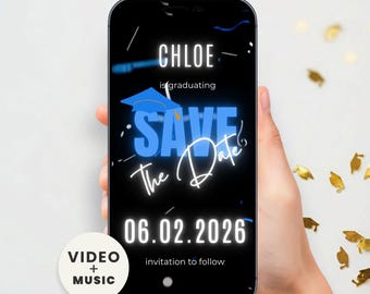 Save The Date For Graduation Party Animated Canva Template, Grad Announcement, Graduation Invite, Grad Party Evite,  Instant Download