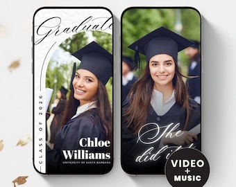 2026 Graduation Video Invitation, Animated Senior Grad Announcement, Graduation Invite, Digital Grad Party Flyer Evite, Editable Template