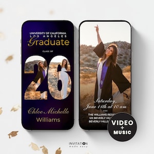 22026 Graduate Invite, Grad Video Invite, Animated Grad Announcement, , Grad Party Evite,  Editable Template, Instant Download