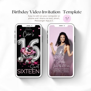 16th Birthday Video Invitation, Disco Cowgirl Sweet Sixteen Invite, Disco Ball Birthday Invite, Sweet 16 Party Evite, Editable Template