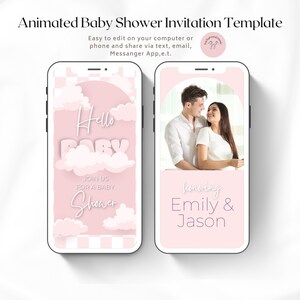Cloud Baby Shower Video Invitation with Baby Book Request, Summer, Spring Baby Girl  Shower, Baby Sprinkle Animated Invite Editable Template