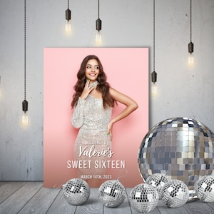 16th Birthday Welcome Sign, Butterfly Sweet Sixteen Sign,  Quinceanera Welcoming Sign, Sweet 16 Party Poster, Editable Template