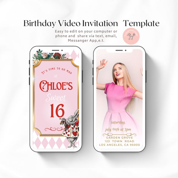 Alice in Wonderland Quince Invitation Etsy