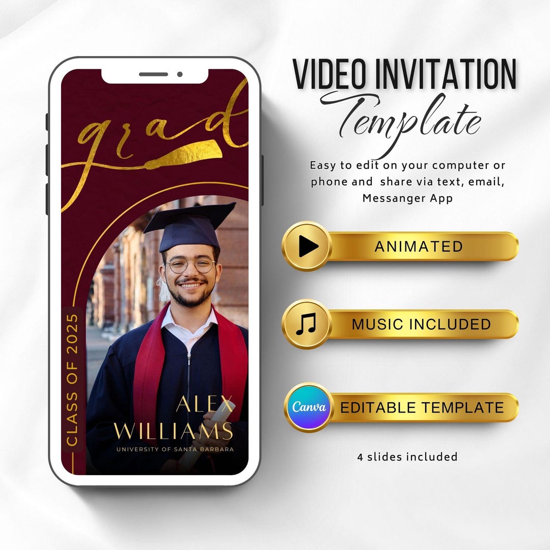 Graduation Video Invitation, Graduation Invite Animated, Grad ...