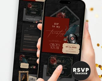 30th Birthday Invitation with Online RSVP Guest Tracker, RIP to My Twenties Gothic Website Invitation, Editable Digital Evite