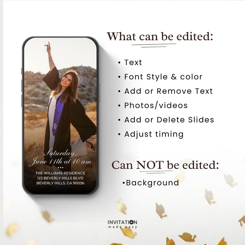 2026 Graduation Video Invitation, Animated Grad Announcement, Graduation Invite, Grad Party Evite,  Editable Template, Instant Download