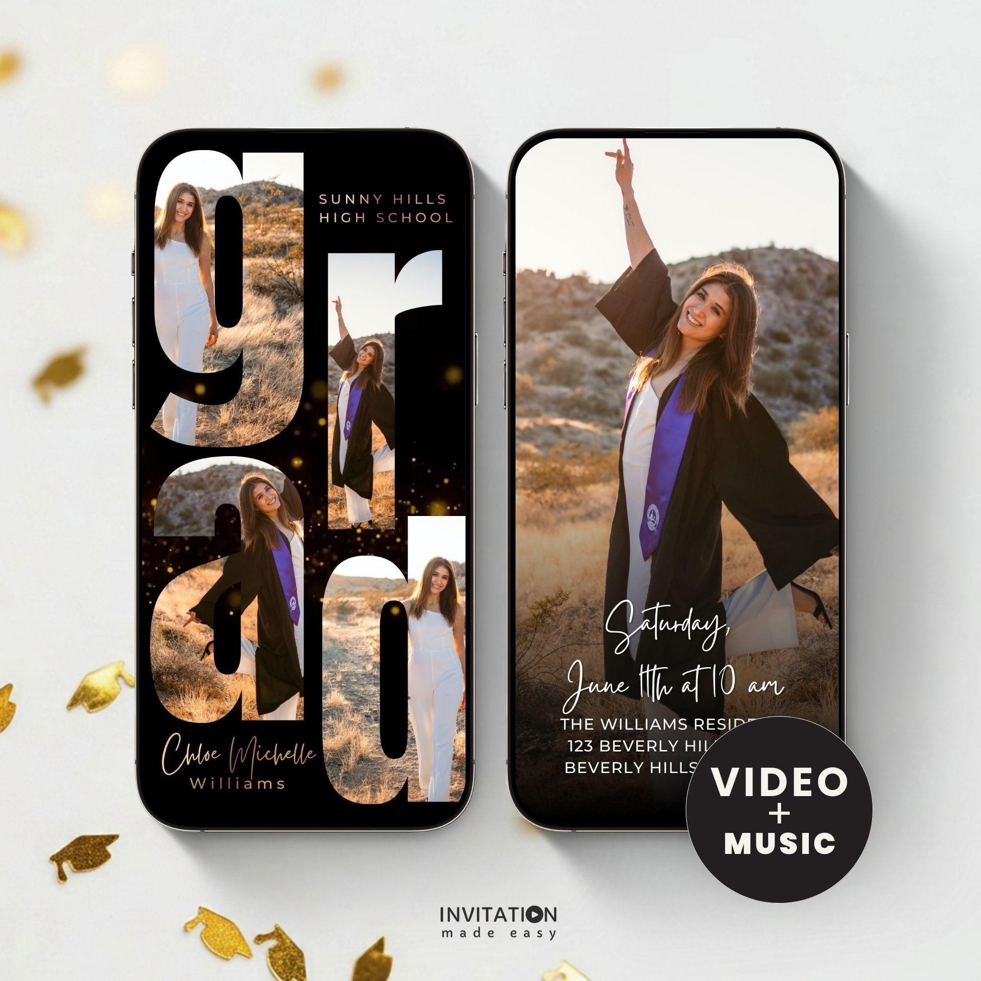 Digital Graduation Video Invitation, Animated Grad Announcement ...