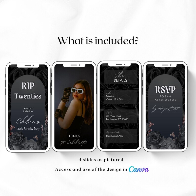 RIP Twenties Birthday Party Invitation, 30th Black Digital Video Invite