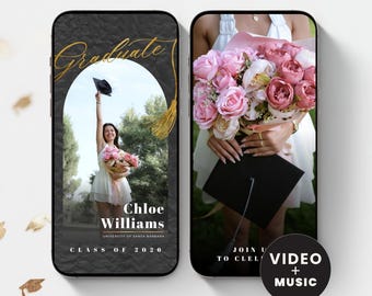 2026 Graduation Video Invitation, Animated Grad Announcement, Grad Video Invite,  Editable Template, Instant Download