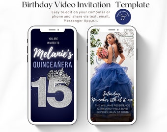 15th Birthday Video Invitation Quince Invite Quinceañera Princess Paperless Quinceanera Invitation Sweet 15 Invitation Editable Template