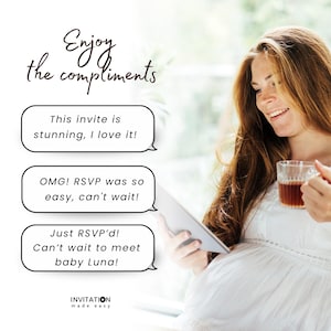 Wildflower Baby Shower Web Invite with Online RSVP Guest Tracker, Blue Floral Canva Website Invite, Registry Link, Text Message Evite