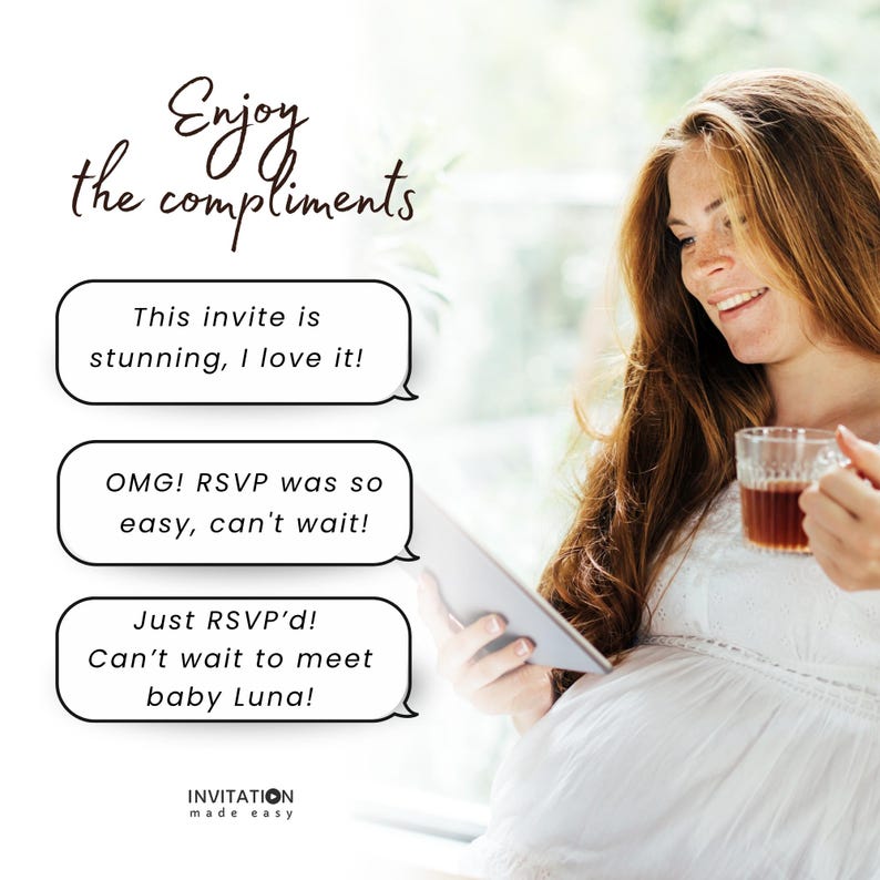 Wildflower Baby Shower Web Invite with Online RSVP Guest Tracker, Blue Floral Canva Website Invite, Registry Link, Text Message Evite