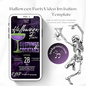 Halloween Party Video Invitation, Spooktacular Party Invite, Editable Template, Costumes and Cocktails Invite, Spoky Birthday Evite