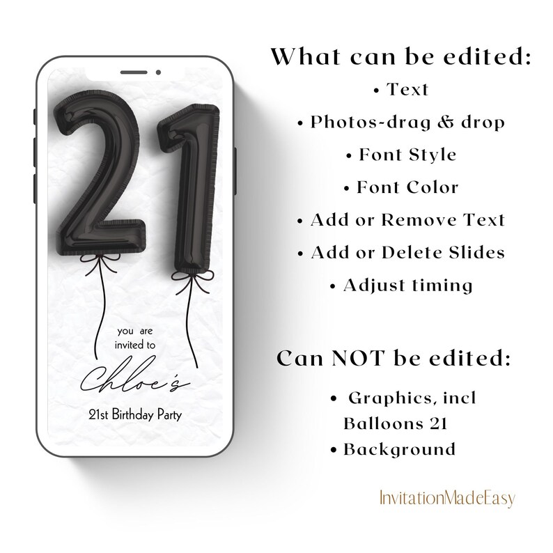 21st Birthday Party Invitation, Black Digital Video Invite, Finally ...
