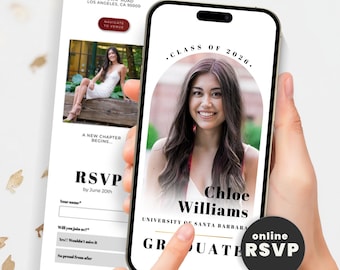 Zaproszenie na ukończenie studiów w 2026 r. z RSVP: edytowalny szablon Canva (pobranie cyfrowe)