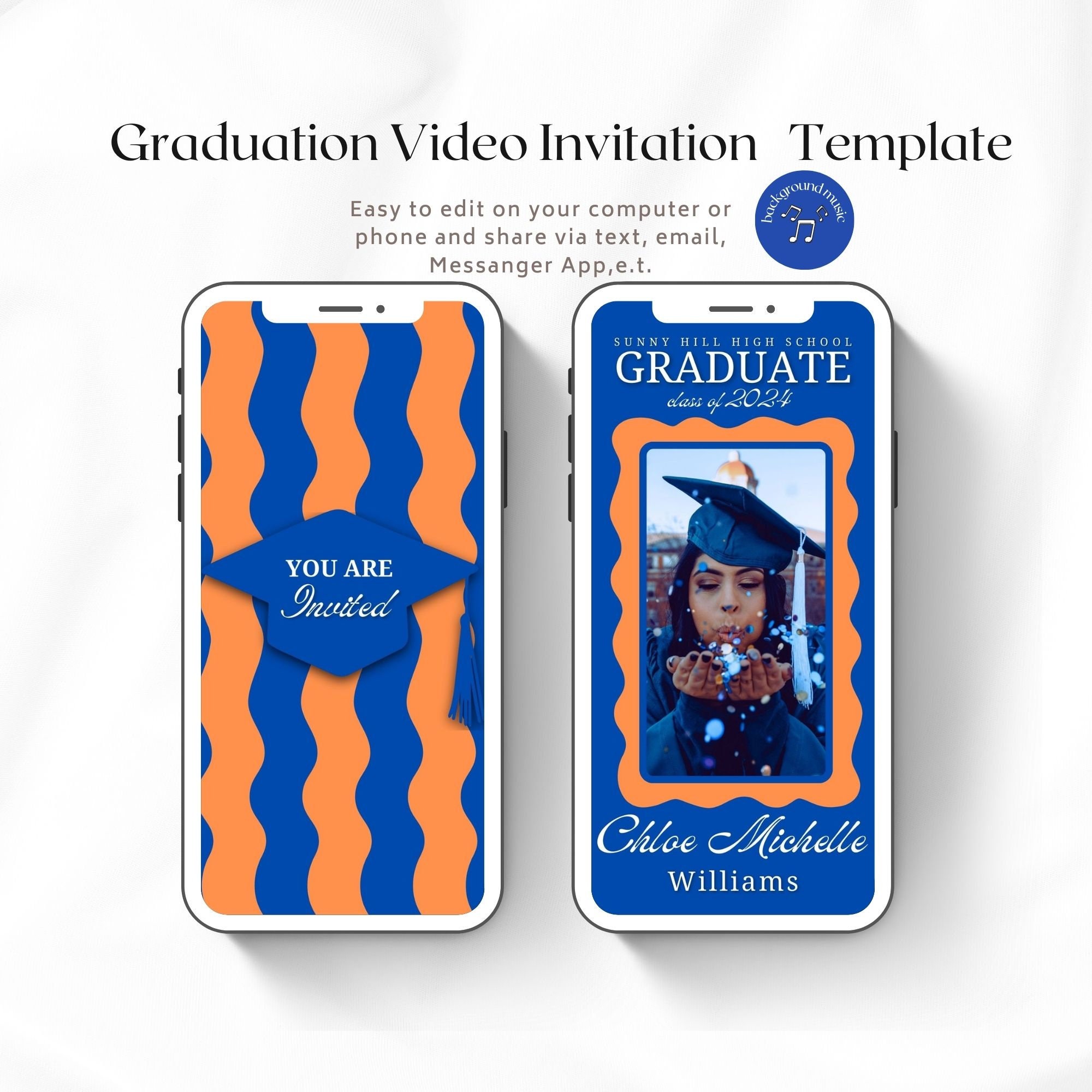 Graduation Video Invitation, Animated Grad Announcement, Graduation Invite, Grad Party Evite,  Editable Template, Instant Download