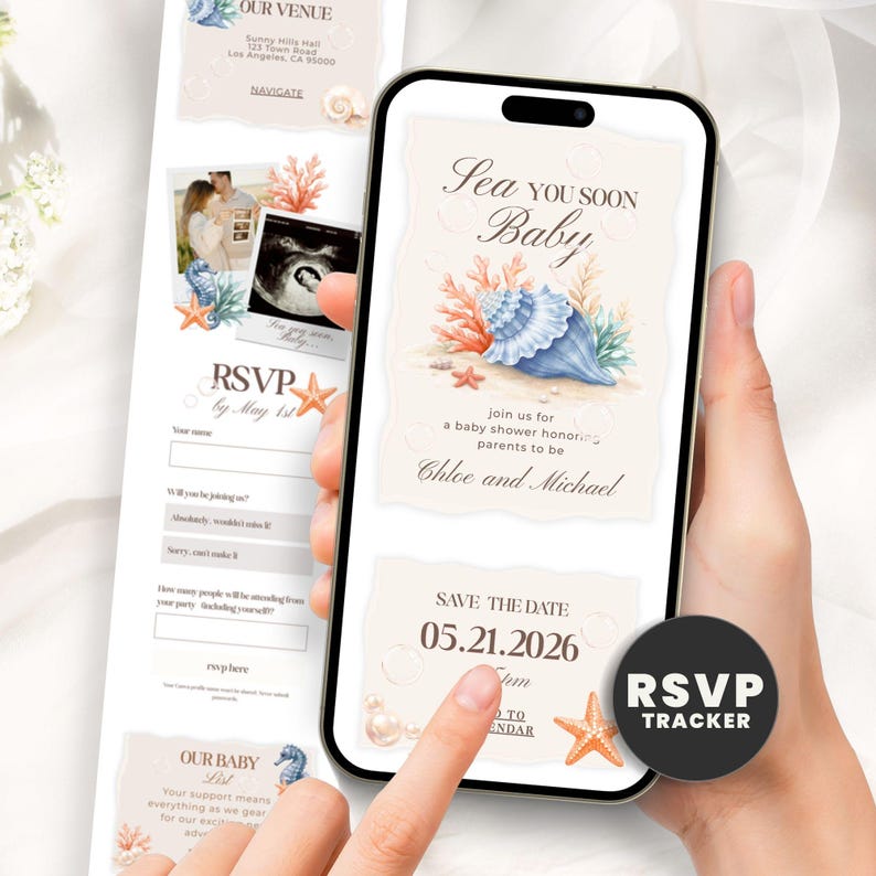 Sea You Soon Baby Shower Invitation Website, Under the Sea Digital ...