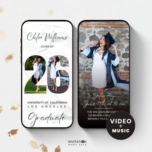 2026 Graduation Party Video Invitation, Digital Animated Grad Announcement, Minimalist Graduation Invite, Grad Party Evite, Canva Template