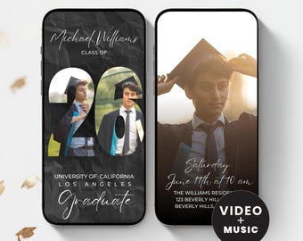 Convite em vídeo para formatura de 2026, anúncio de formatura animado, convite digital para formatura, convite eletrônico para festa de formatura, modelo editável