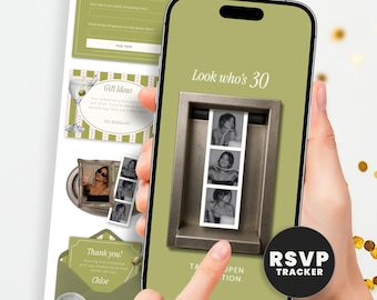 Talk Thirty To Me Birthday Invite with Online RSVP Guest Tracker, Editable Website Template, Green 30th Evite, Text Message Invitation