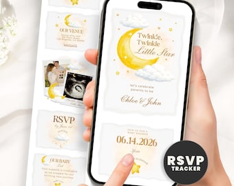 Gender Neutral Baby Shower Invitation Website, Twinkle Twinkle Little Star Evite with Online RSVP & Guest Tracker