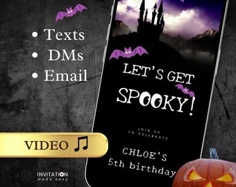 Halloween Birthday Video Invitation: Spooky Costume Party Evite (Canva Template Digital Download