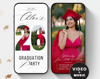 2026 Graduation Video Invitation, Animated Grad Announcement, Graduation Invite, Grad Party Evite,  Editable Template, Instant Download