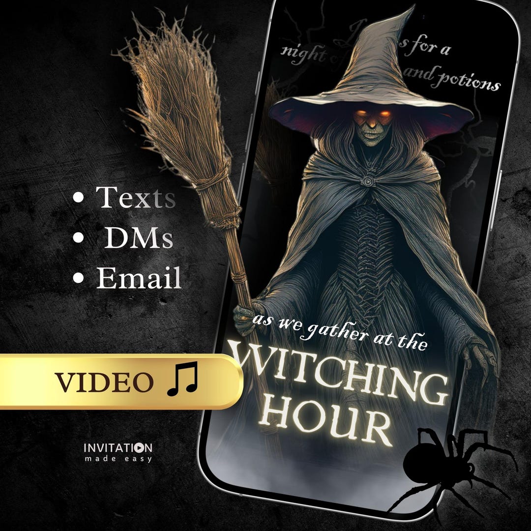 Video Witching Icon Witching Hour Halloween Party Video Invitation: Adult Costume Cocktail ...
