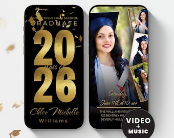 Graduation Video Invitation, Animated Grad Announcement, Grad Video Invite, Grad Party Evite,  Editable Template Instant Download