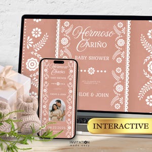 Mexican Talavera Baby Shower Web Invite: Music, RSVP, Registry (Digital Template)